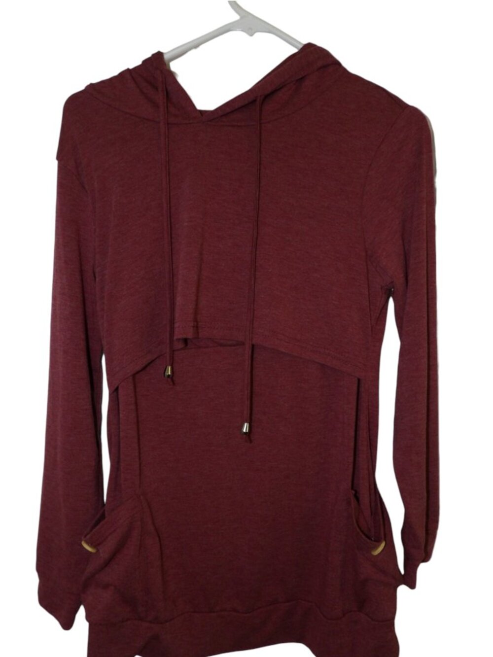 Ginkana Women's Burgundy Nursing Hoodie with Pockets Size Small